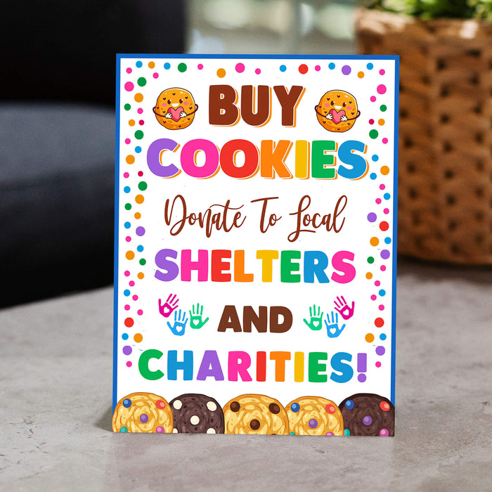 Printable Buy Cookies Donate To Local Shelters and Charities | Cookies Booth Sale Sign