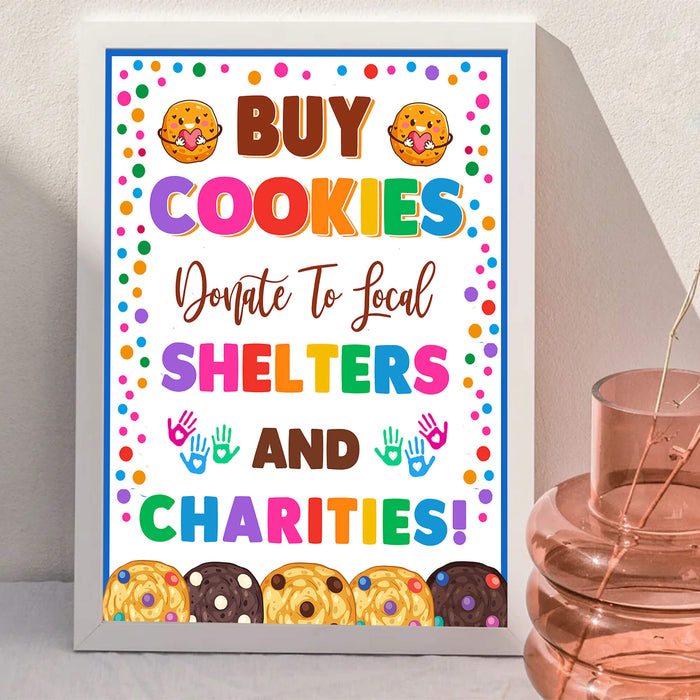 Printable Buy Cookies Donate To Local Shelters and Charities | Cookies Booth Sale Sign