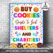 Printable Buy Cookies Donate To Local Shelters and Charities | Cookies Booth Sale Sign