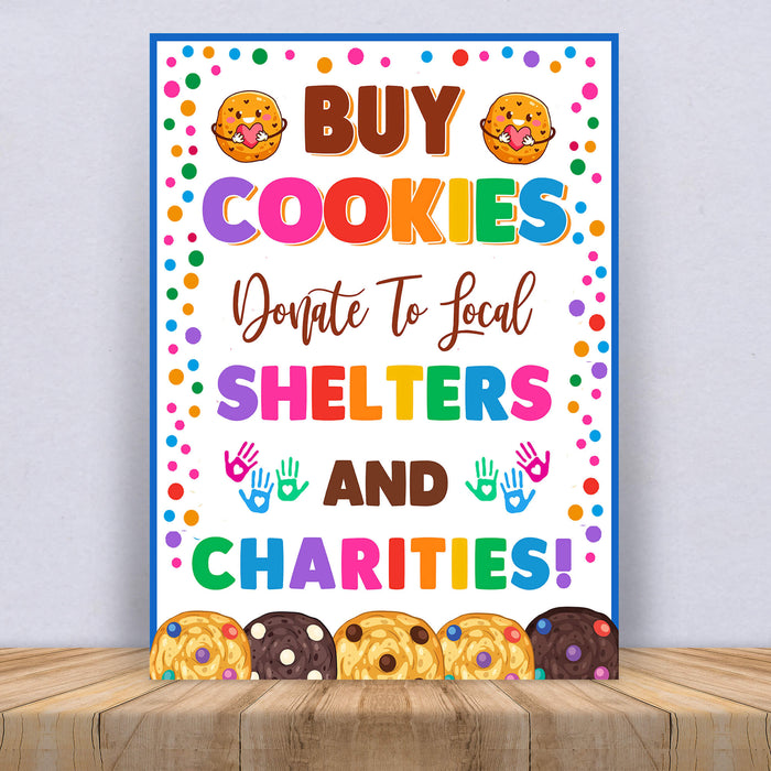 Printable Buy Cookies Donate To Local Shelters and Charities | Cookies Booth Sale Sign