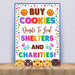 Printable Buy Cookies Donate To Local Shelters and Charities | Cookies Booth Sale Sign