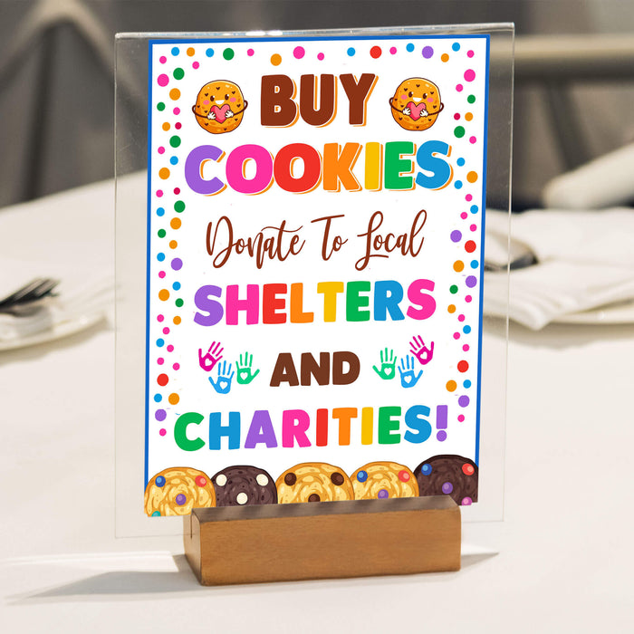 Printable Buy Cookies Donate To Local Shelters and Charities | Cookies Booth Sale Sign