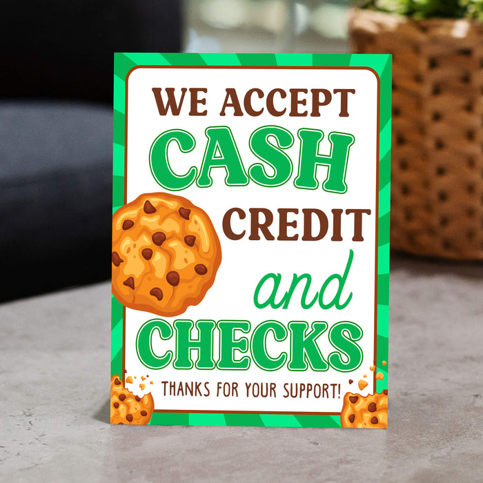 Printable We Accept Payments Sign Cash Credit and Checks | PDF Scouts Cookie Booth Sign