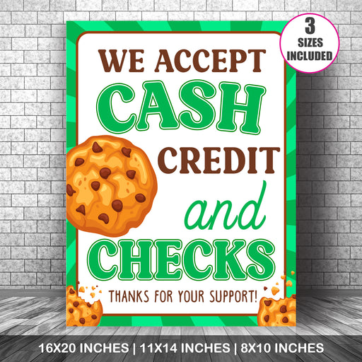 PDF We Accept Payments Sign Cash, Credit and Checks, If You Can't Eat 'Em Treat 'Em and Cookies Sold Here Sign | Printable Cookie Booth Sign Set