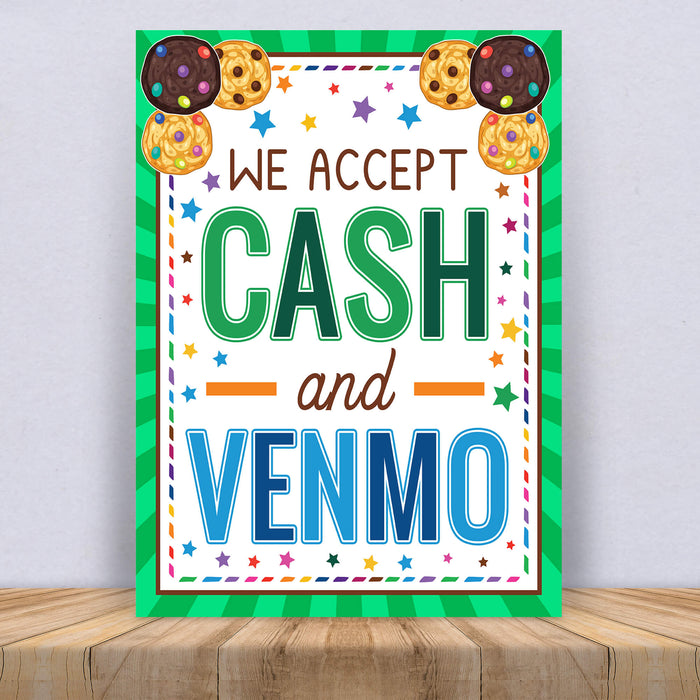 Printable We Accept Payments Sign Cash and Venmo | Cookie Sale Booth Sign Poster