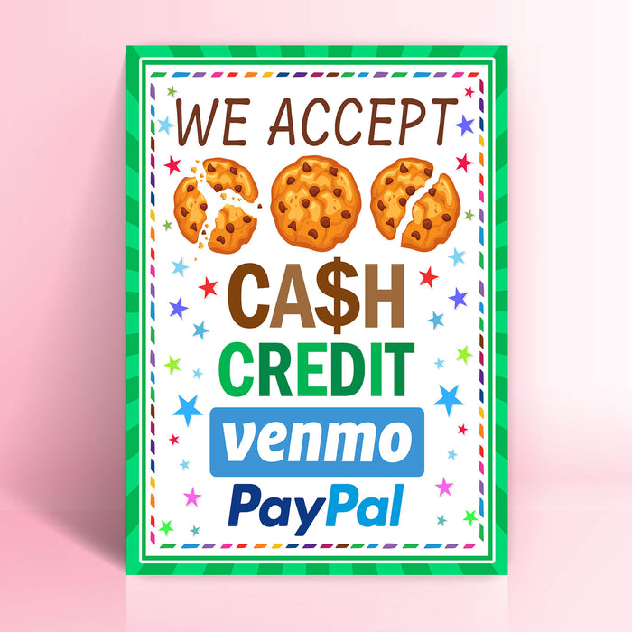 PDF We Accept Cash, Credit, Venmo and Paypal Payments Sign | Scouts Cookie Booth Sign