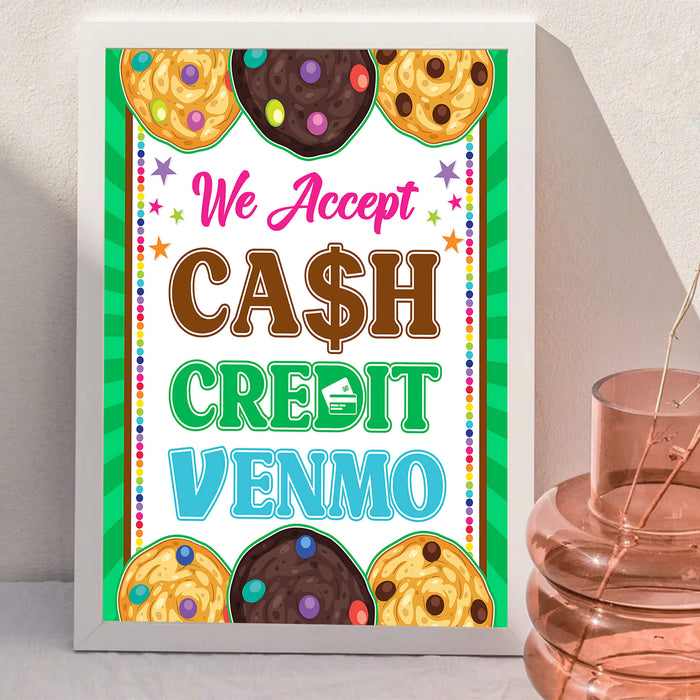 Printable We Accept Payments Sign Cash, Credit and Venmo | Fundraiser, Bake Sale, Cookie Booth Scouts Sign