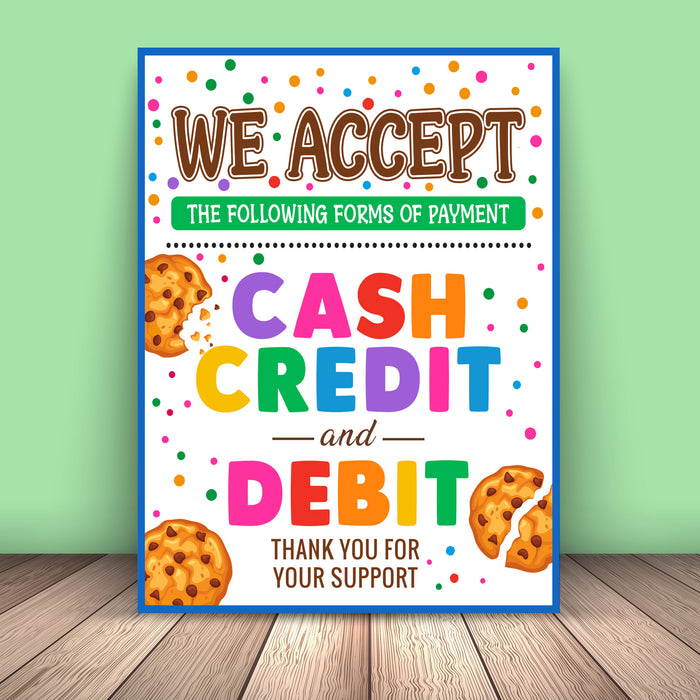PDF We Accept Payments Cash Credit and Checks Sign | Printable  Scouts Cookie Theme Booth Sign
