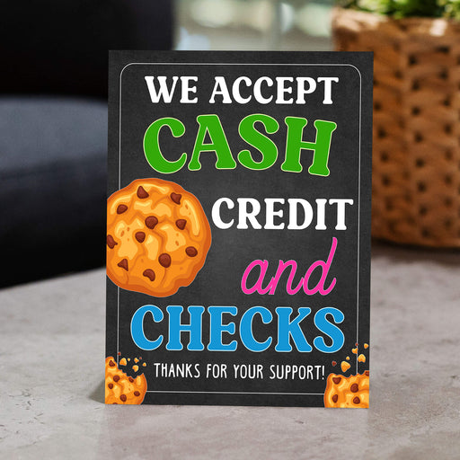  PDF Printable We Accept Payments Sign Cash Credit and Checks | Scouts Cookie Booth Sign
