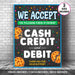 PDF We Accept Payments Cash, Credit and Debit Sign | Printable Fundraisers, Bake Sales, Craft and Cookie Booth Sign