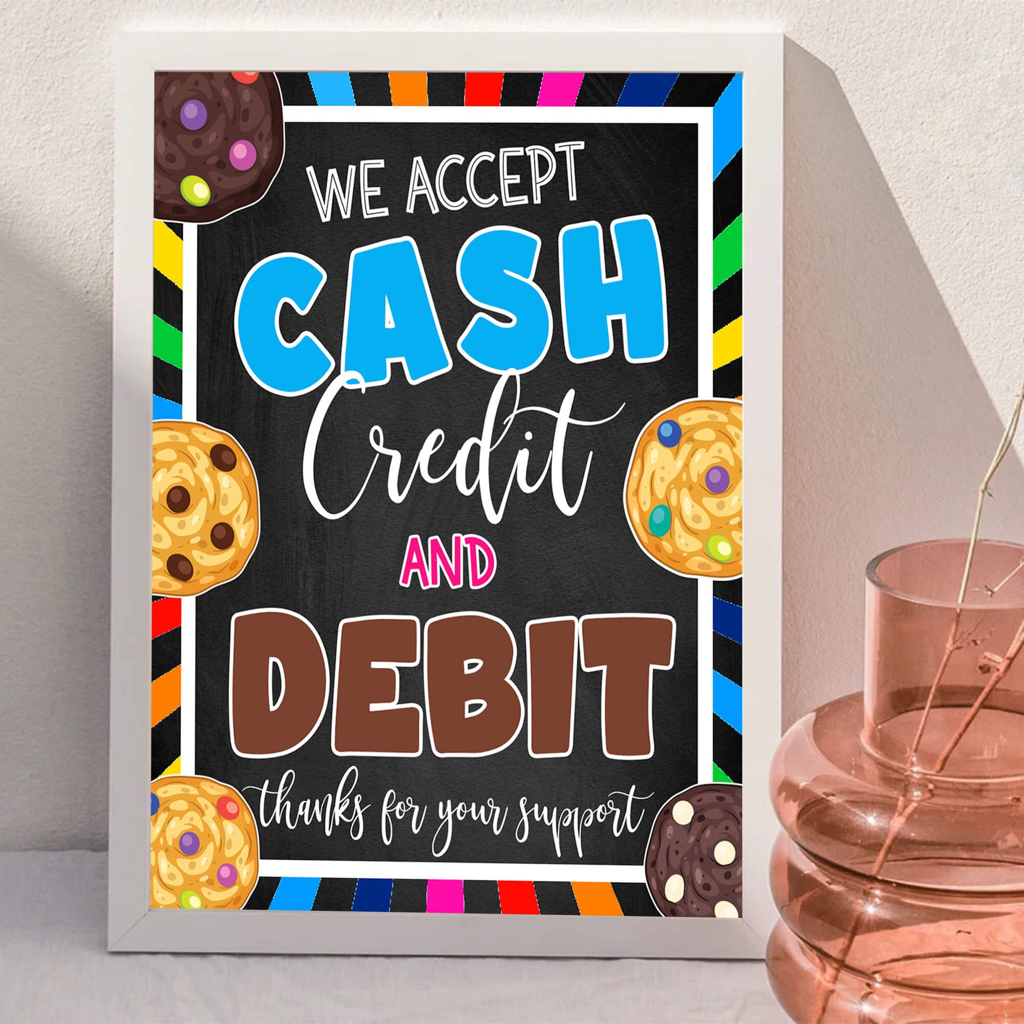 Printable Cookie Booth Payment Sign | PDF We Accept Credit Cards Scouts ...