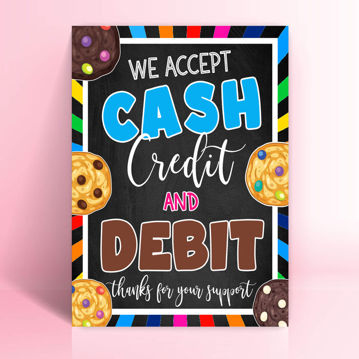 Printable Cookie Booth Payment Sign | PDF We Accept Credit Cards Scouts Cookie Poster