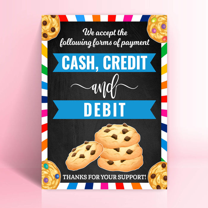 PDF We Accept Credit Cards Scouts Cookie Payment Sign | Printable Cash, Credit and Debit Booth Poster