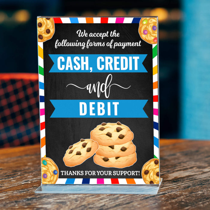 PDF We Accept Credit Cards Scouts Cookie Payment Sign | Printable Cash, Credit and Debit Booth Poster