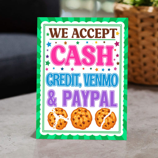 PDF We Accept Payments Sign Cash, Credit, Venmo, Paypal | Fundraising, Bake Sale and Cookie Booth Sign