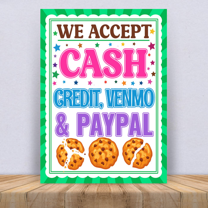 PDF We Accept Payments Sign Cash, Credit, Venmo, Paypal | Fundraising, Bake Sale and Cookie Booth Sign
