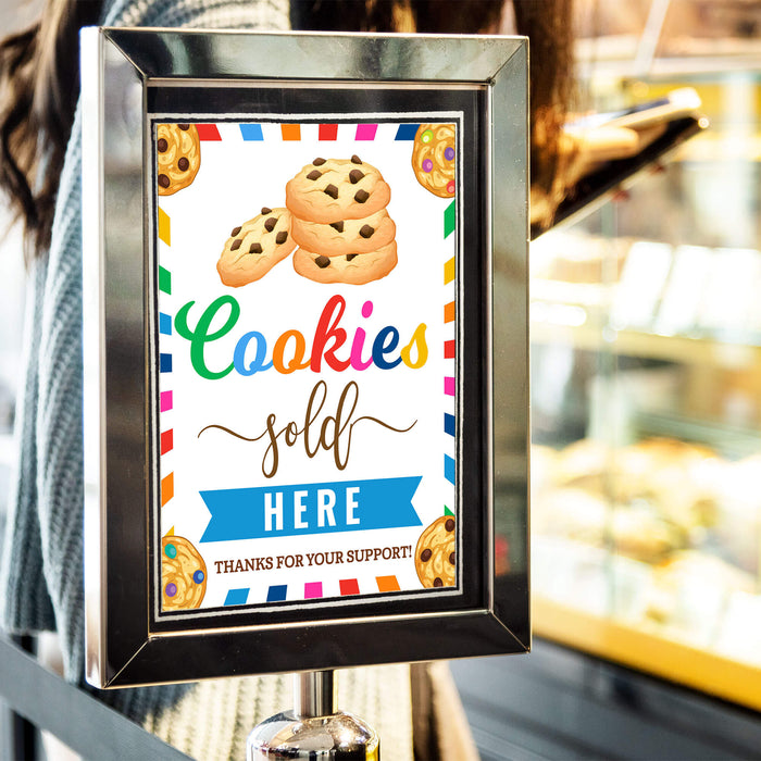 Printable Cookies Sold Here Booth Sign | Scout cookie Sale, Bake Sale and Fundraiser Booth Poster