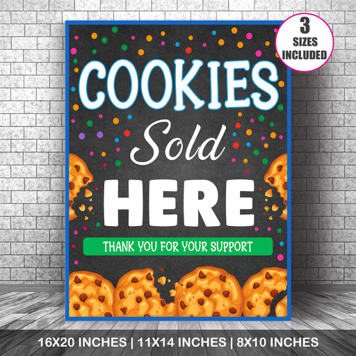PDF Printable Cookies Sold Here Sign | Scouts Cookie Booth, Bake Sale Fundraiser Poster