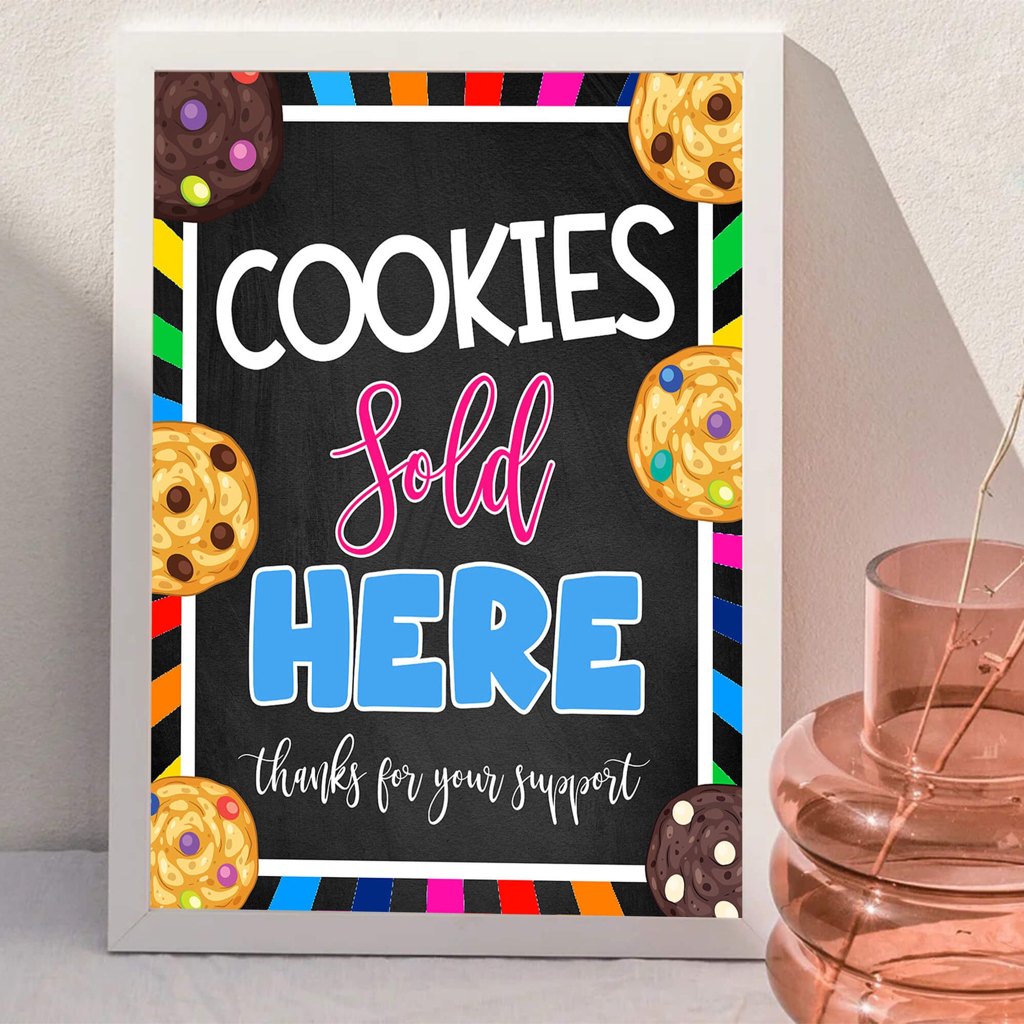 Cookies Sold Here Booth Signage | Printable Bake Sale Fundraiser Sign ...