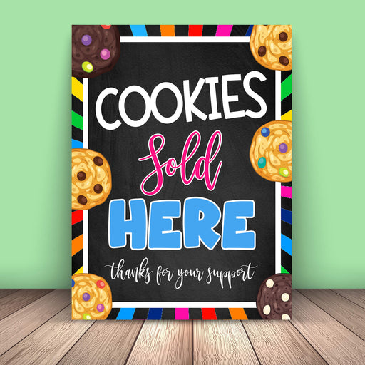 Cookies Sold Here Booth Signage | Printable Bake Sale Fundraiser Sign, PDF Scouts Cookie Booth Poster