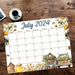 PDF Summer Daisies July 2024 Calendar | Printable Cute Floral Month of July Planner