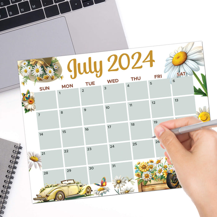 PDF July 2024 Summertime Daisy Themed Calendar | Floral Calendar Planner