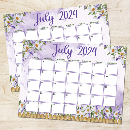 PDF July 2024 Daisy Calendar | Summer Floral Monthly Schedule Planner
