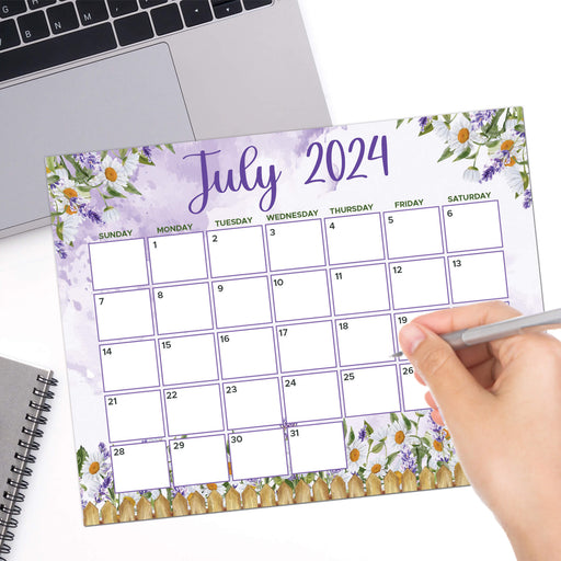PDF July 2024 Daisy Calendar | Summer Floral Monthly Schedule Planner