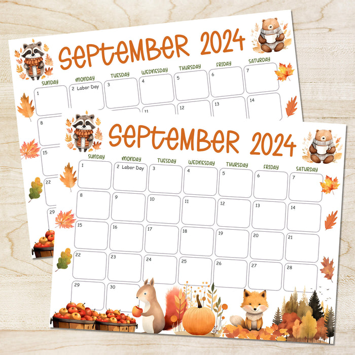 Printable September 2024 Calendar with Fall Animals - Posh Park printable-september-2024-calendar-with-fall-animals-posh-park