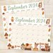 Fall Animals Theme Printable Calendar September 2024