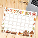 Cute Fall Animal October Calendar