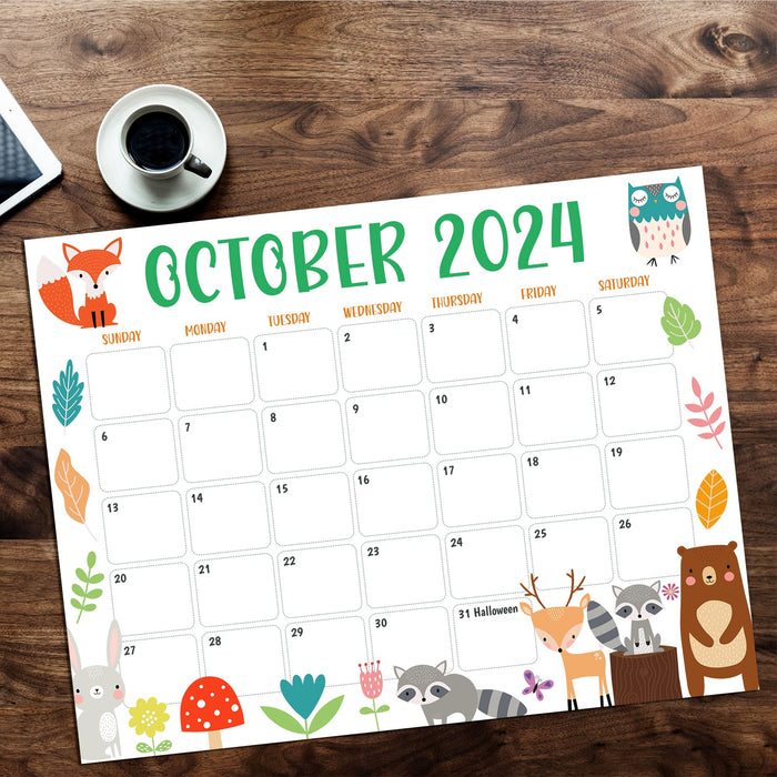 Fall Colors Animal October Calendar