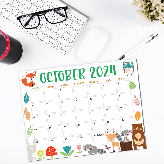 Fall Colors Animal October Calendar