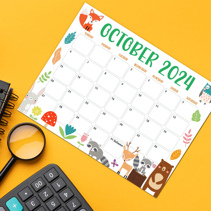 Fall Colors Animal October Calendar