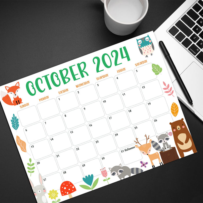 Fall Colors Animal October Calendar