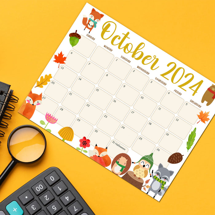 October Animal Fall Calendar