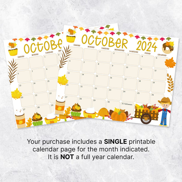 Cute Autumn Harvest October 2024 Calendar Printable - Posh Park cute-autumn-harvest-october-2024-calendar-printable-posh-park