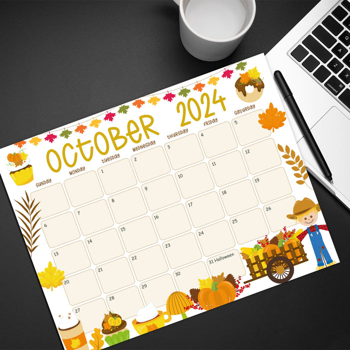 Cute Autumn Harvest October 2024 Calendar Printable