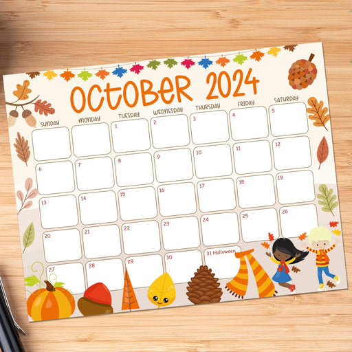 Autumn Harvest October 2024 Printable Calendar Design