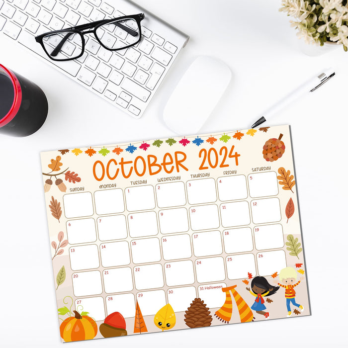 Autumn Harvest October 2024 Printable Calendar Design