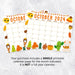 October 2024 Calendar with Fall Harvest Cute Theme