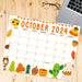 October 2024 Calendar with Fall Harvest Cute Theme