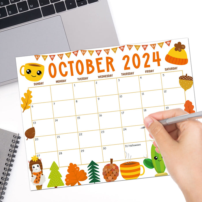 October 2024 Calendar with Fall Harvest Cute Theme