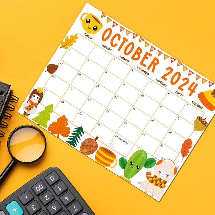 October 2024 Calendar with Fall Harvest Cute Theme