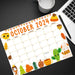 October 2024 Calendar with Fall Harvest Cute Theme