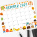 Printable Fall Harvest October 2024 Calendar Design