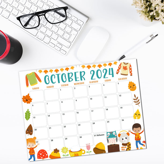 Printable Fall Harvest October 2024 Calendar Design