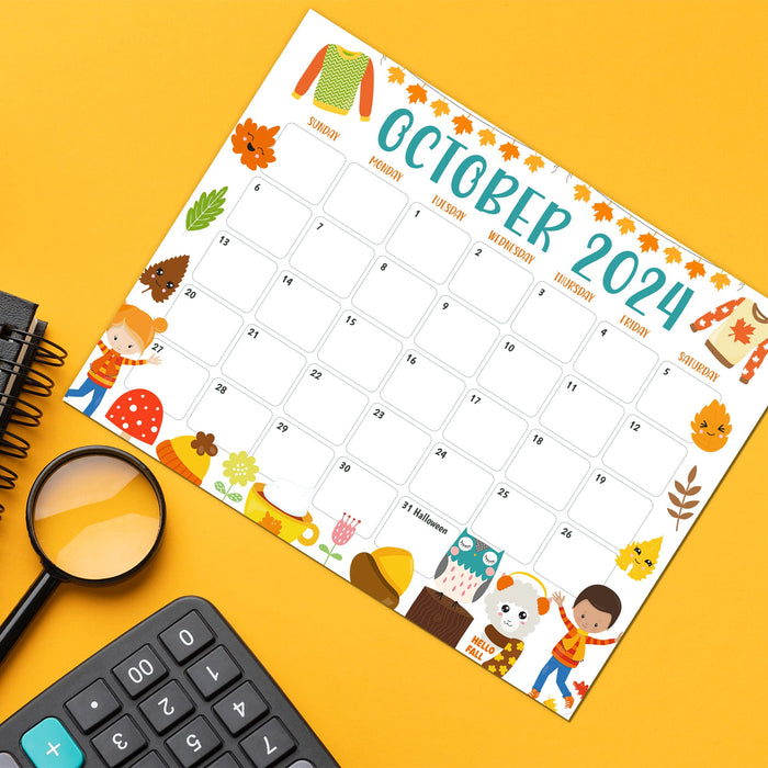 Printable Fall Harvest October 2024 Calendar Design