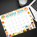 Printable Fall Harvest October 2024 Calendar Design