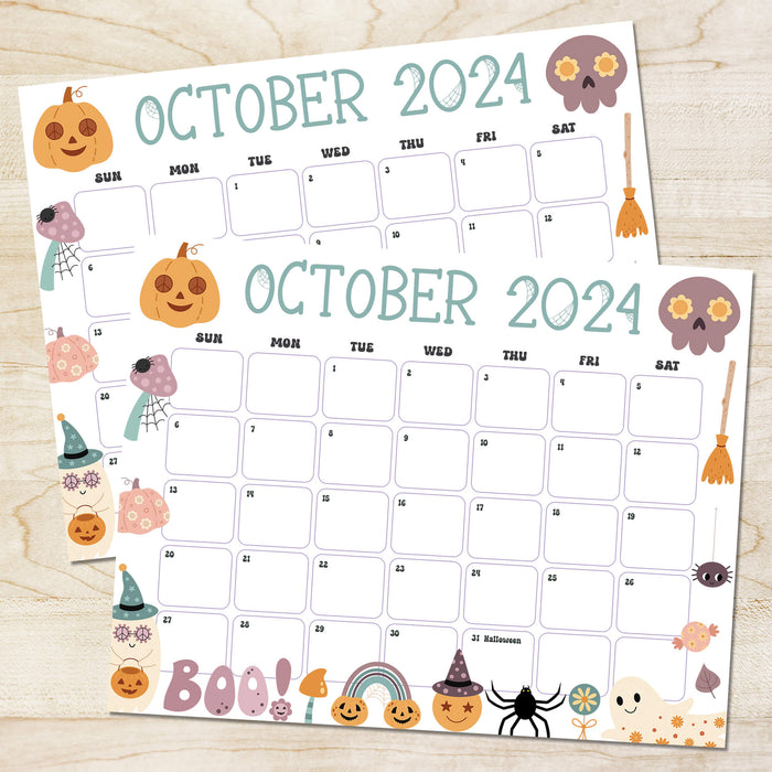 Cute Halloween October 2024 Calendar Download